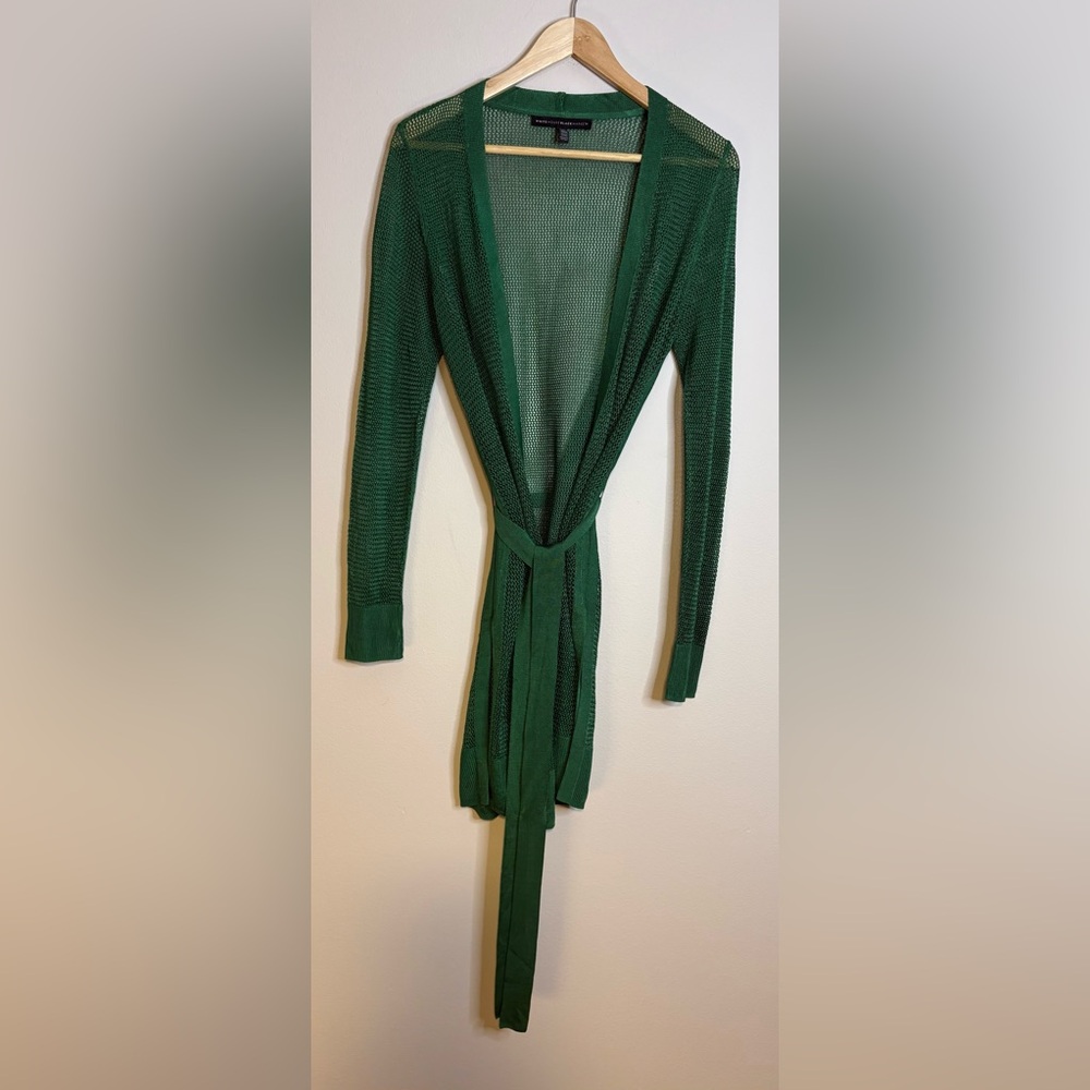 White House Black Market Green Open Knit Cardigan Sweater Size Small